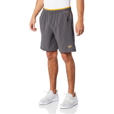 Imagem de Bermuda Masculina, Speedo, Agile, Tecido Stretch com Recortes em Mesh, tamanho M - Cinza/Laranja