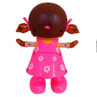 Imagem de Boneca Interativa Dançante com Vestido Rosa, Luzes LED e Sons, 20x17cm, Pilhas AA, Brinquedo Musical para Crianças