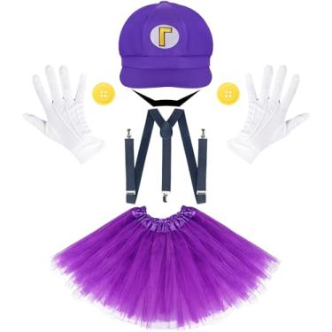 Imagem de Yreird Acessórios para fantasias de Halloween para mulheres adultas, conjunto de acessórios de fantasia de Halloween 2025 com chapéus, saias de tule, suspensórios, luvas para meninas adolescentes