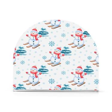 Imagem de JUZIHAI Porta-guardanapos para mesa, boneco de neve de desenho animado, dispensador de guardanapo de acrílico, suporte de papel de mesa independente para cozinha, jantar, bar, festa, decoração de casa