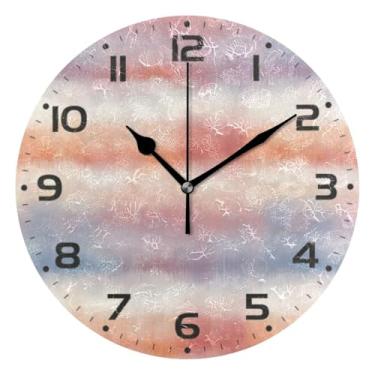 Imagem de JUZIHAI Relógio de parede listrado multicolorido tie dye, silencioso, sem tique-taque, redondo, operado por bateria, fácil de ler, relógio decorativo de parede para casa, cozinha, sala de estar