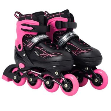 Imagem de Patins Roller Inline 4 Rodas Ajustável Adulto Rodinha com Led TAMANHO: