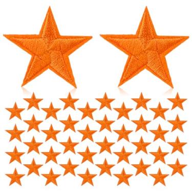 Imagem de Patch Star Iron on Patch, 40 peças laranja costuradas em estrela, apliques bordados para reparo e decoração de roupas, chapéus, jaquetas, mochilas