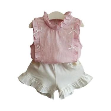 Imagem de Conjunto De Roupa De Verão Para Meninas, Camiseta Estampada, Calças Cu