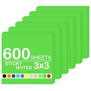 Imagem de Bloco de notas super adesivas, 6 blocos autoadesivos 7,6 x 7,6 cm, 600 folhas de bloco de notas adesivas em massa, material de escritório, material escolar, presentes de Natal (verde escuro, 6 blocos