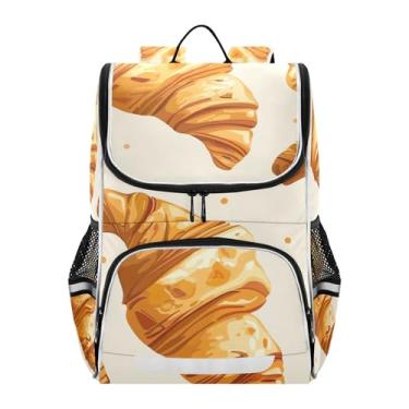 Imagem de Backpack for Girls Kids Student Back to School Bag Custom Beige Croissants Bookbag Elementary Kids Backpacks for Boys Capacity 18L