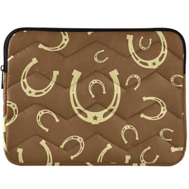Imagem de Bolsa para laptop marrom vintage ferradura acolchoada para MacBook Air 13 polegadas, capas e capas universais de 13 a 14 polegadas