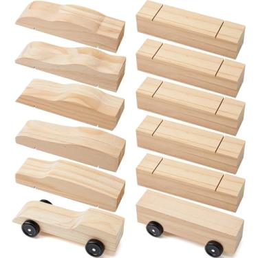 Imagem de Soaoo 12 Pcs Derby Car Kits Bulk Body for Pine Derby Racing Pre Drilled Cylinder Weight Holes Sleek, Aerodynamic Design Compliant Axle Slots Ready to Paint and Customize