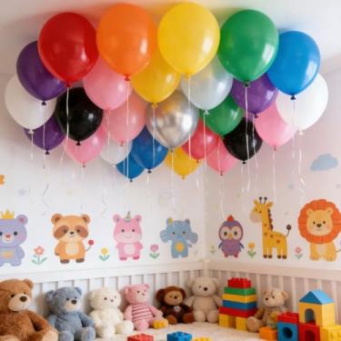 Imagem de Balões de festa de 91 cm, pacote com 5, cores sortidas (azul, roxo, magenta, laranja, branco) - balões de látex jumbo