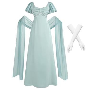 Imagem de NSPSTT Vestidos Regency para mulheres, vestido de baile vitoriano, fantasia da Era Regência dos anos 1800, azul, tamanho GG