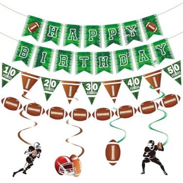 Imagem de Faixa de futebol de feliz aniversário com guirlanda de campo e futebol