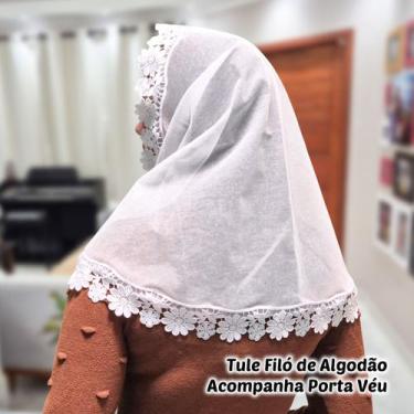 Imagem de Véu Ccb Congregação Cristã Renda Guipir Floral Adulto (Margarida) - Ce