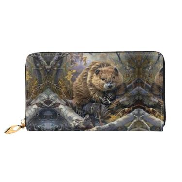 Imagem de XLLingL Carteiras de cartão de crédito impressas, bolsas longas de couro femininas, carteiras com zíper, carteira de viagem simples