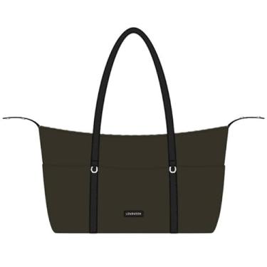 Imagem de LOVEVOOK Sacola feminina, bolsa de trabalho, bolsa de ombro de viagem com zíper para professores, enfermeiras, academia, verde-oliva escuro - preto, 17.3 inch-Large, Bolsa