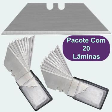 Imagem de 20 Lamina Trapezoidal Para Estilete Profissional Refil 19mm Aço Sk5 - 