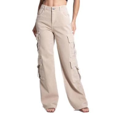 Imagem de Calça Sarja Sawary Wide Leg - 282160 - CAQUI CLARO 46, Bege, 46