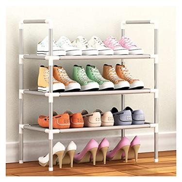 Imagem de Organizador de sapatos multicamadas organizador de sapatos de metal armários de sapatos móveis 2/3/4/5/6 camadas prateleiras de sapatos suporte organizador fácil de instalar armário de sapatos (cor: 4