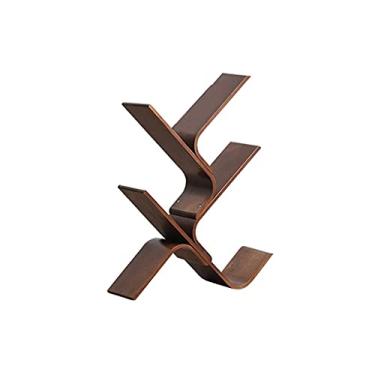 Imagem de HHHJQFAAT Estante de livros de madeira maciça em forma de árvore pequena prateleira de chão multicamadas simples prateleira de arquivo de escritório prateleira de estudo 6 prateleiras de livros