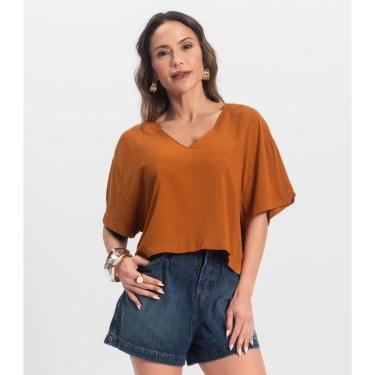 Imagem de Blusa Feminina Tecido em Viscose Infinita Cor Marrom-Feminino