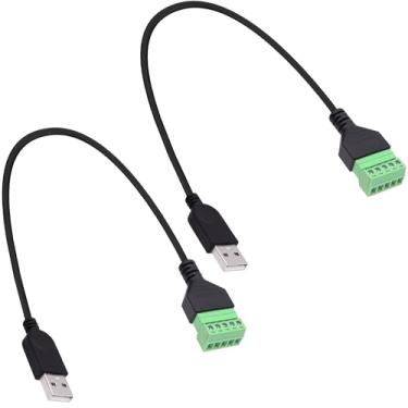 Imagem de YARCHONN Cabo de bloco terminal de parafuso USB 2.0 A USB 2.0 macho para bloco de terminais de parafuso de 5 pinos, cabo adaptador sem solda com terminais de blindagem, cabo de extensão de conversor