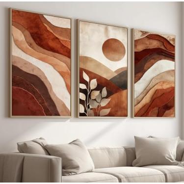 Imagem de Kit 3 Quadros Decorativos Com Moldura Tecido Canvas, Arte Para Quarto, Sala, Corredor, 60x90cm
