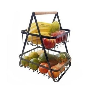 Imagem de Fruteira de Mesa Aramada 2 e 3 Andares Organizador Multiuso para Frutas Legumes Pães Cozinha 33,5cm(Fruteira- 2Andares-A//30x33cm)