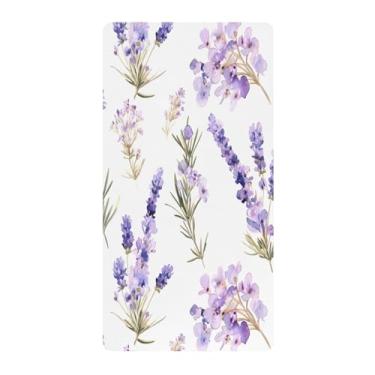 Imagem de Blueangle Lençol de berço padrão para berço infantil - Lençóis de algodão macio e respirável com flores de lavanda (177)