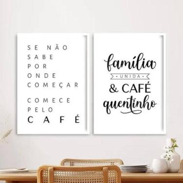Imagem de Kit 2 Quadros Família Unida E Café 24X18Cm
