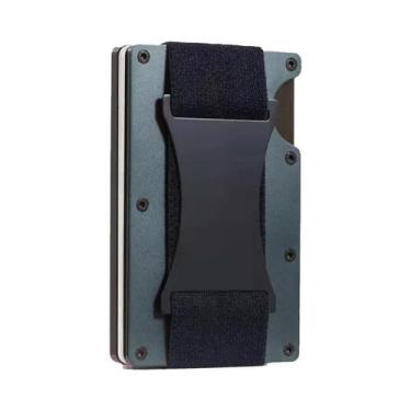 Imagem de Carteira De Metal Em Fibra De Carbono RFID Slim Para Homens E Mulheres