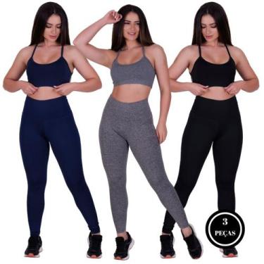 Imagem de Kit 3 Conjunto Fitness Suplex Liso Academia - c8 KIT 3 ANA + DEBI MARI