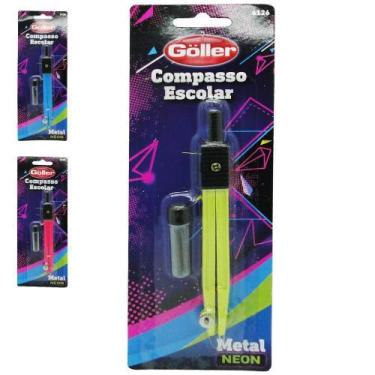 Imagem de Compasso Escolar De Metal Neon Colors Com Refil - Goller