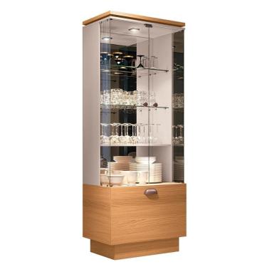 Imagem de Cristaleira Diamante Com Led E Portas De Vidro Cinamomo-off White - Pr Móveis Cinamomo-off White