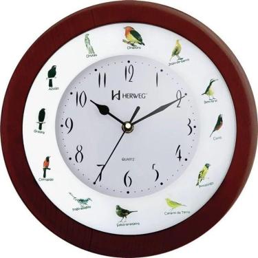 Imagem de Relógio De Parede Canto De Pássaros Brasileiros Ipê Herweg 6370 único