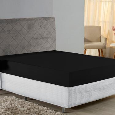 Imagem de Lençol Com Elástico Queen Nobre 1 Peça 30cm De Altura Malha 100% Algodão - Preto