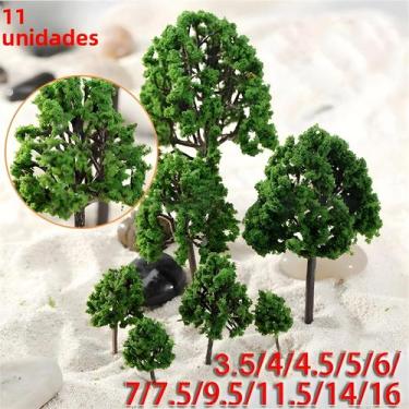 Imagem de Árvores Artificiais Verdes 11 Peças De Tamanhos Variados Para Cenário 