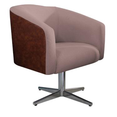 Imagem de Poltrona Luiza Base Giratória de Metal Nozes e Linho Rosê