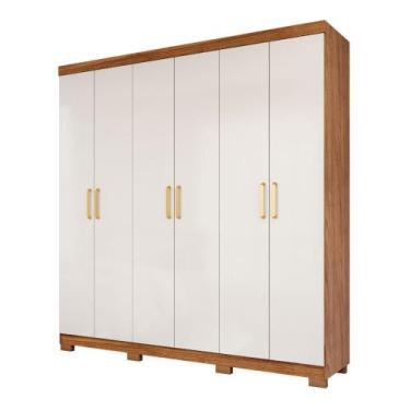 Imagem de Guarda Roupa Maya 6 Portas Flex 3 Gavetas em MDF - Panan, Cinamomo Off