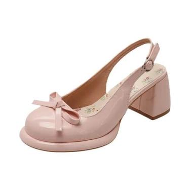 Imagem de Sandálias Femininas De Verão Com Salto Grosso Estilo Floral Doce E Laç