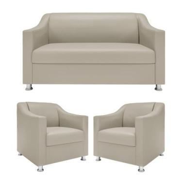 Imagem de Kit Sofá 2 Lugares Namoradeira Com 2 Poltronas De Barbearia - Móveis M