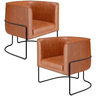 Imagem de Kit 02 Poltronas Betina D02 Sala De Estar Couríssimo Marrom Lyam Decor