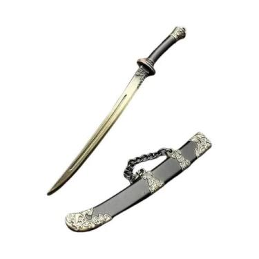 Imagem de Miniatura De Espada Antiga Em Metal Com Bainha, Pingente De Chaveiro, 