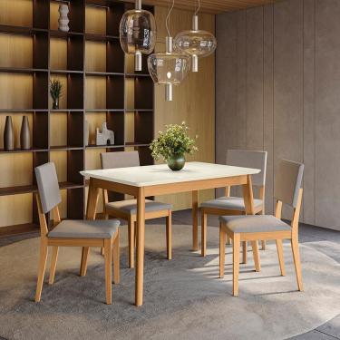 Imagem de Conjunto Sala De Jantar Nara Kappesberg Em Madeira Maciça Com 4 Cadeiras
