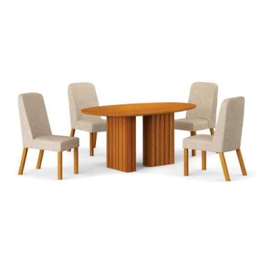 Imagem de Conjunto Sala de Jantar Ísis 135cm com 6 Cadeiras Tampo Orgânico s/ Vi