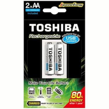 Imagem de Carregador de Pilhas USB AA/AAA Toshiba com 2 Pilhas AA - TNHC-6GME2 C