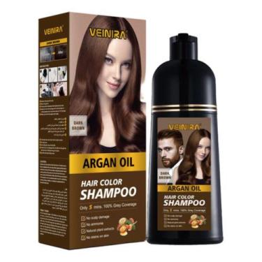 Imagem de Shampoo Tonalizante Veinira 400ml Fórmula Natural Sem Amônia, Castanho