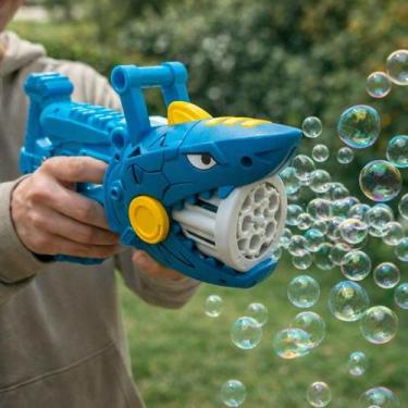 Imagem de Lançador Bolhas Sabão Tubarão Pistola Automática Brinquedo Infantil Pe