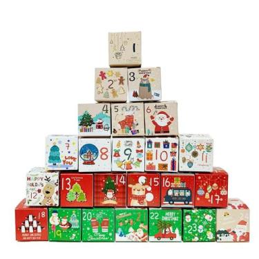 Imagem de 24 Caixas De Papel Kraft Para Calendário Do Advento De Natal, Caixas D