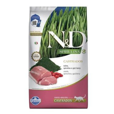 Imagem de Ração Seca N&D Spirulina Gatos Adultos Castrados Suíno 7kg - Natural &