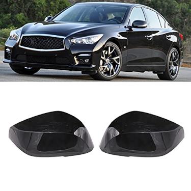 Imagem de KYYET Par de tampas pretas brilhantes para espelho de porta compatíveis com Infiniti Q50 2014-2021 QX30 Q60 Q70