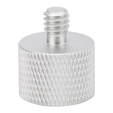 Imagem de Adaptador de rosca para pedestal de microfone, liga de alumínio durável 5/8 fêmea para 1/4 adaptador de rosca macho Rosca transparente Oxidação anódica para montagem de pedestal de(Prata (F2B))
